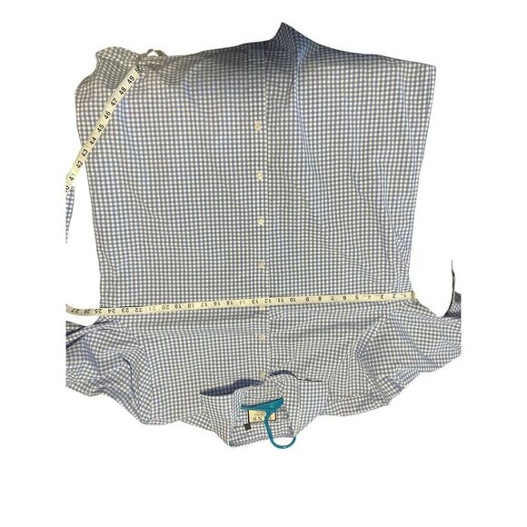 Thomas Pink Mens Blue White Gingham Check Classic Fit Dress Shirt Size 18-37 - Picture 5 of 12